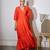 Orange embroidered pure cotton wrap dress