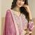 Faux georgette embroidered pink anarkali salwar kameez