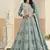 Faux georgette embroidered turquoise anarkali salwar kameez