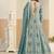 Faux georgette embroidered turquoise anarkali salwar kameez