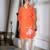 Orange embroidered linen midi shirt dress