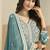 Faux georgette embroidered turquoise anarkali salwar kameez
