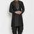 Black embroidery dupion silk kurta set