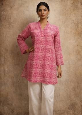  floral digital print muslin silk blend tunic 1