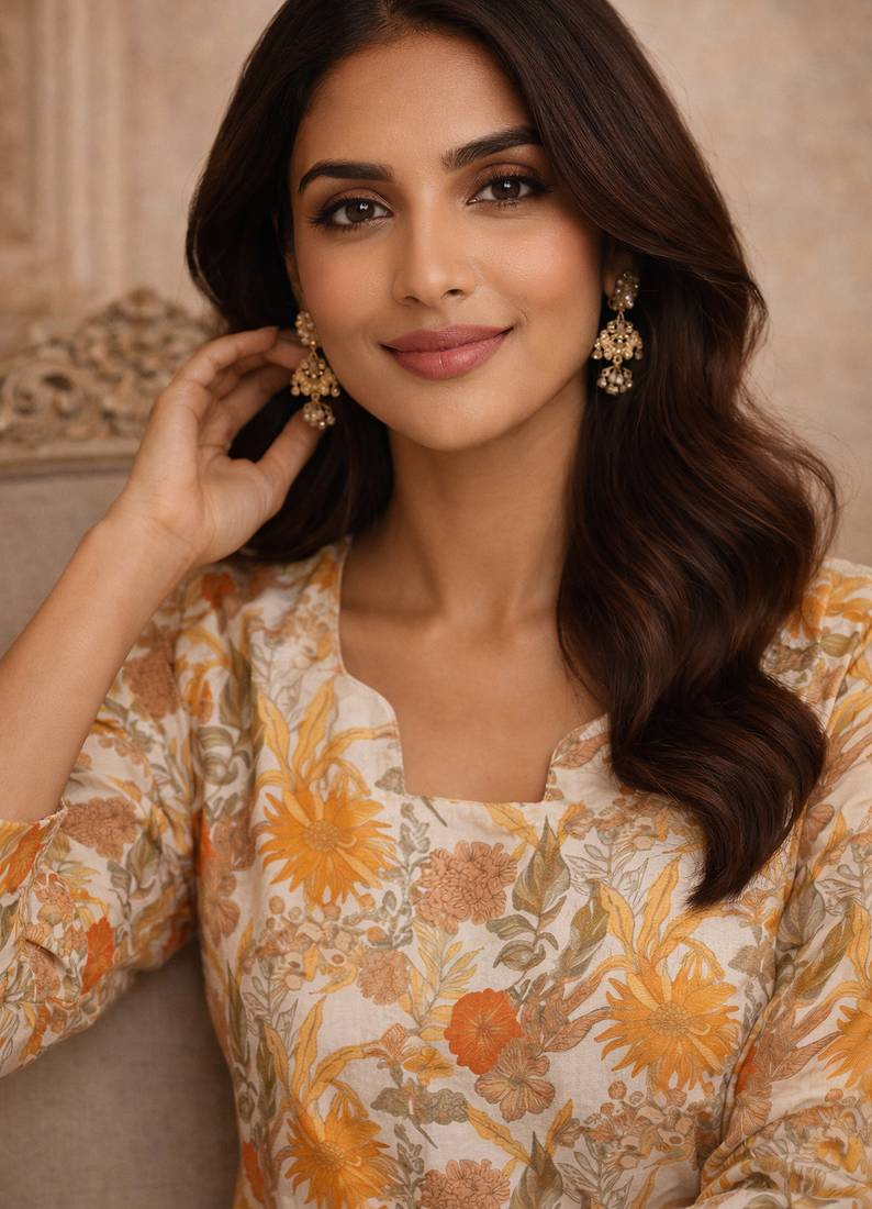 Trending floral digital print muslin silk tunic / stylish short kurti for grilish