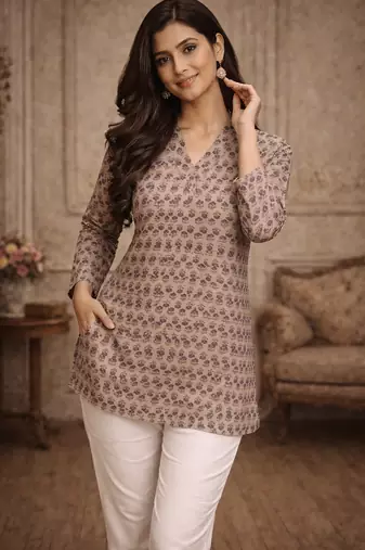  floral digital print muslin silk blend tunic