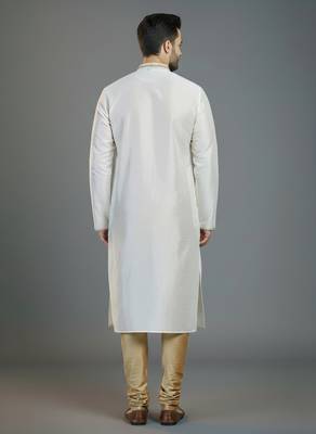 White embroidery dupion silk kurta set 2