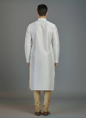 White embroidery dupion silk kurta set 2