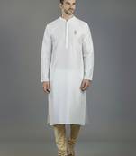 White embroidery dupion silk kurta set