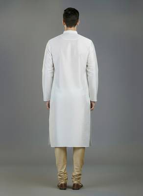 White embroidery dupion silk kurta set 2