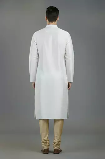 White embroidery dupion silk kurta set