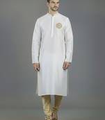 White embroidery dupion silk kurta set