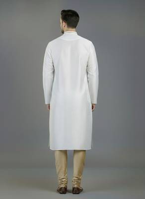 White embroidery dupion silk kurta set 2