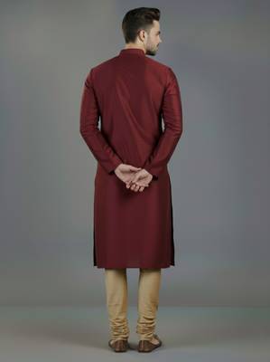 Maroon embroidery dupion silk kurta set 2