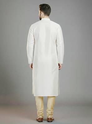 White embroidery dupion silk kurta set 2