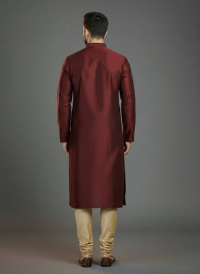 Maroom embroidery dupion silk kurta set 2