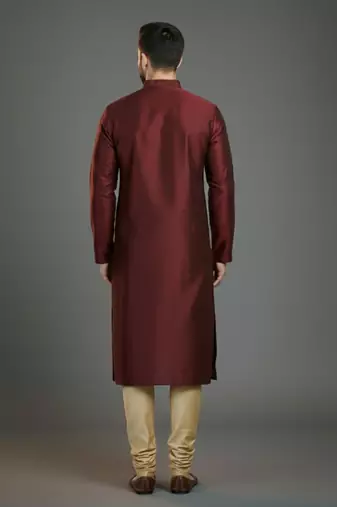 Maroom embroidery dupion silk kurta set
