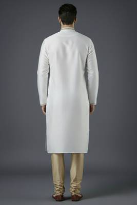 White embroidery dupion silk kurta set 2