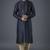 Navy embroidery dupion silk kurta set