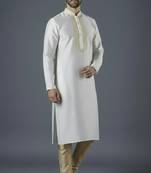 White embroidery dupion silk kurta set