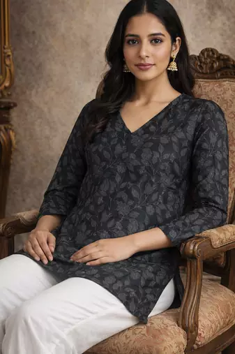  floral digital print muslin silk blend tunic