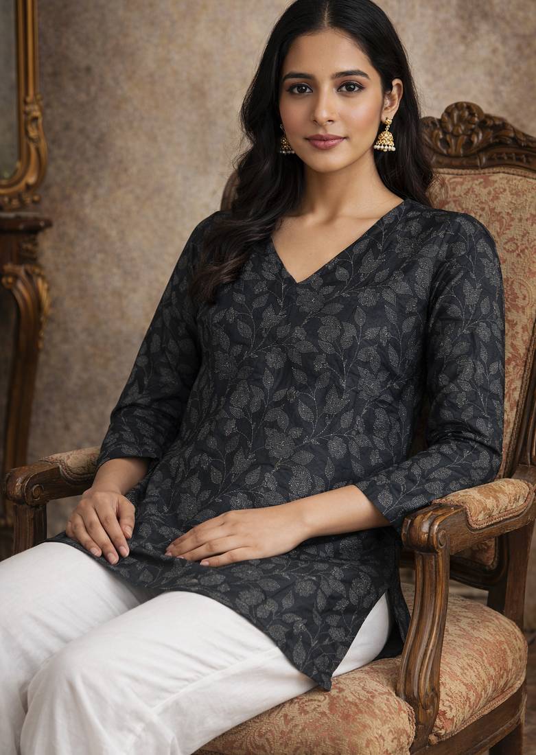 Trending floral digital print muslin silk tunic / stylish short kurti for grilish