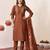 Brown Color Embroidery Sequins With Hand Work Roman Silk Kurti pant Set.