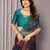 Navy blue silk blend banarasi saree with blouse