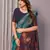 Turquoise silk blend banarasi saree with blouse