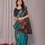 Turquoise soft silk banarasi saree with blouse