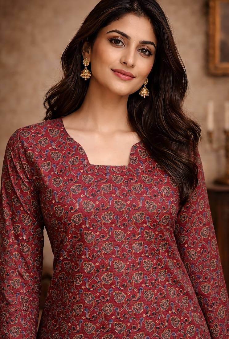 Trending floral digital print muslin silk tunic / stylish short kurti for grilish