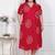 Doriyaan plus size womens red bandhani printed collar neck  maxi dress