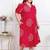 Doriyaan plus size womens red bandhani printed collar neck  maxi dress