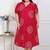 Doriyaan plus size womens red bandhani printed collar neck  maxi dress