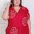 Doriyaan plus size womens red bandhani printed collar neck  maxi dress