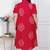 Doriyaan plus size womens red bandhani printed collar neck  maxi dress