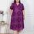Doriyaan plus size womens purple bandhni printed a-line maxi dress
