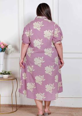plus size womens lavender floral printed a-line maxi dress 5