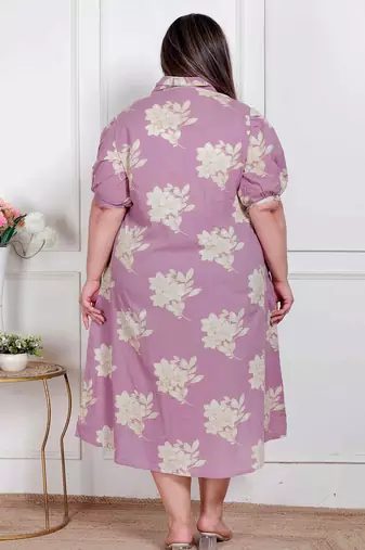 Doriyaan plus size womens lavender floral printed a-line maxi dress