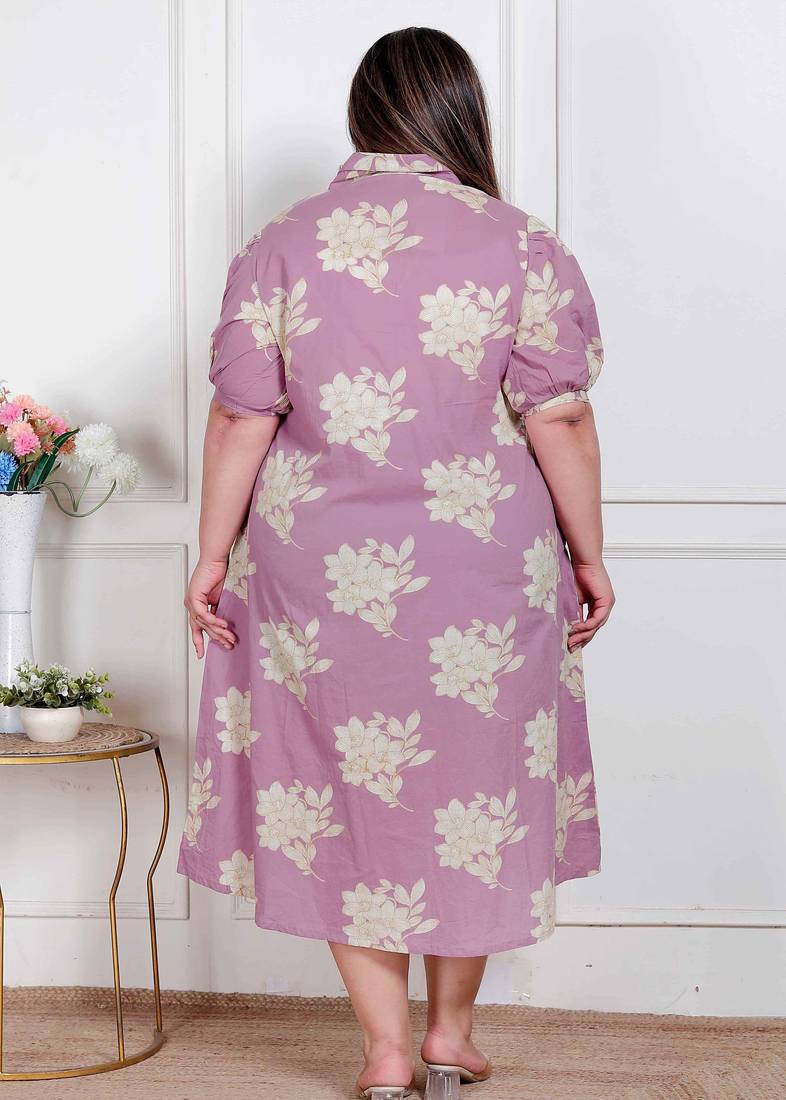 Doriyaan plus size womens lavender floral printed a-line maxi dress