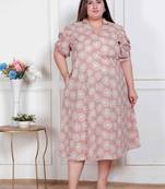 Doriyaan plus size womens puff sleeve pure cotton printed maxi dress