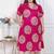 Doriyaan plus size womens pink printed collar neck short puff sleeves cotton a-line maxi dress