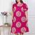 Doriyaan plus size womens pink printed collar neck short puff sleeves cotton a-line maxi dress