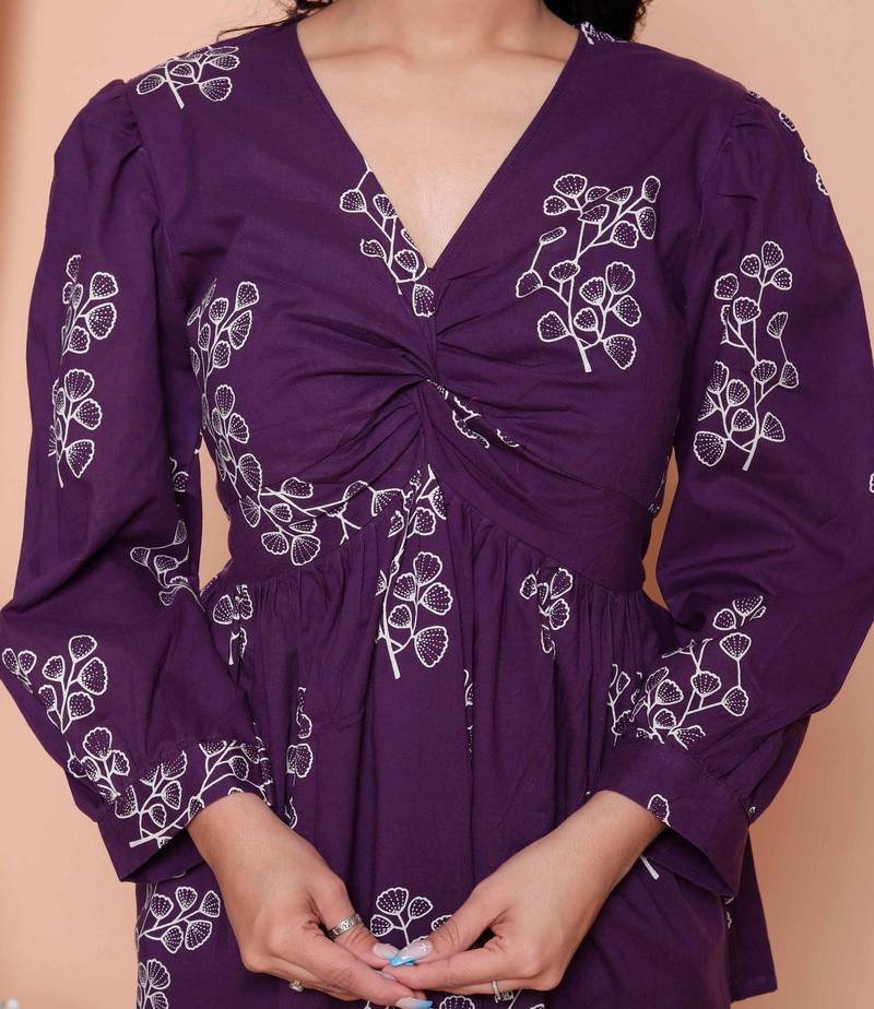 Doriyaan womens cotton  butterfly style floral print v-neck  top