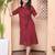 Doriyaan womens maroon solid a-line dress with belt