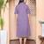 Doriyaan womens purple solid half sleeve midi dress with belt
