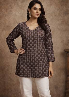  floral digital print muslin silk blend tunic 1