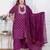  plus size magenta embroidered cotton kurta with palazzo and dupatta