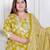  plus size women's lime yellow embroidered straight kurta with palazzo and dupatta