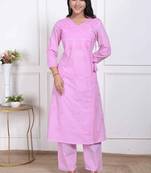 womens pink lucknowi angrakha style kurta with palazzo